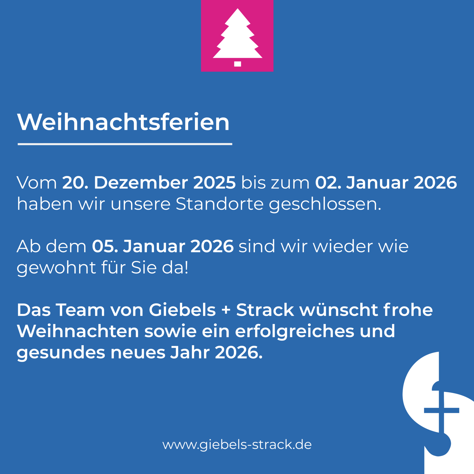 Wir machen Weihnachtsferien!